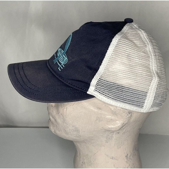 Patagonia Blue Geodesic Flying Fish Trident Mesh Back Adjustable Trucker Hat Cap - Picture 2 of 9